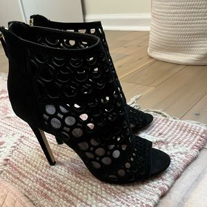 Black Suede BCBG Open Toe Heel